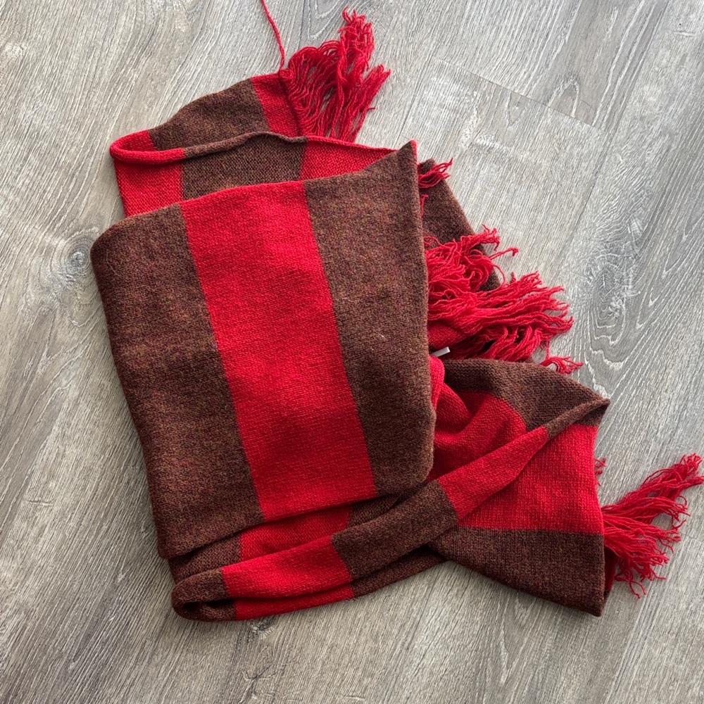 Todd Snyder Bold Red and Brown Striped Scarf